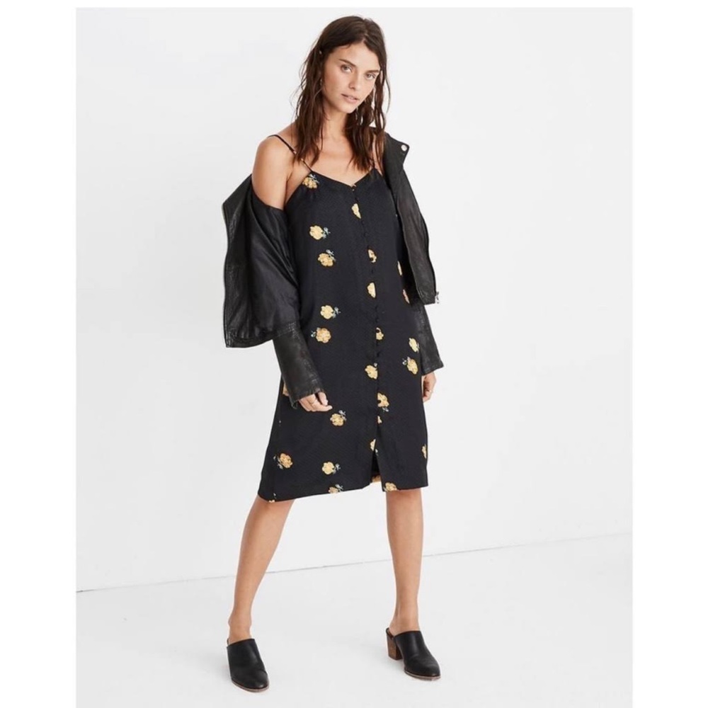 Madewell floating florets button front slipdress